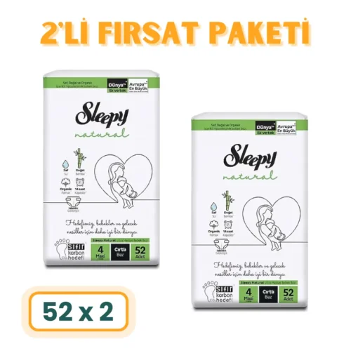 Sleepy Natural - 4 Numara Maxi - 104lü Fırsat Paketi - Ücretsiz Kargo