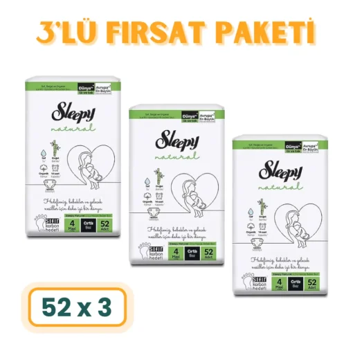 Sleepy Natural - 4 Numara Maxi - 156lı Fırsat Paketi - Ücretsiz Kargo