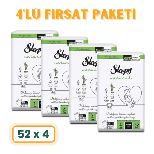 Sleepy Natural - 4 Numara Maxi - 208li Fırsat Paketi - Ücretsiz Kargo