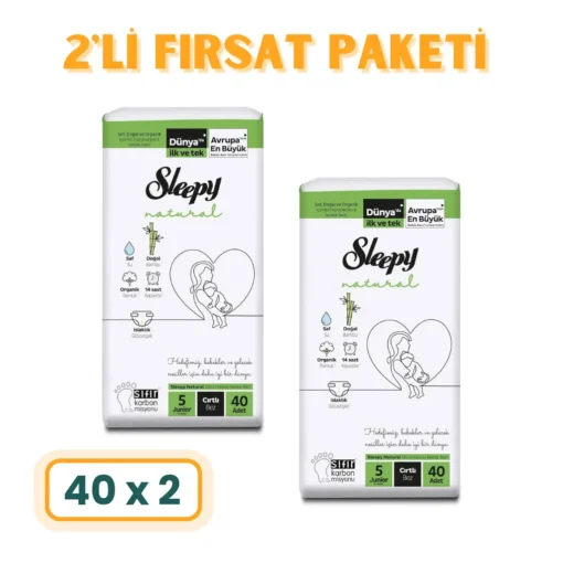 Sleepy Natural - 5 Numara Junior - 80li Fırsat Paketi - Ücretsiz Kargo